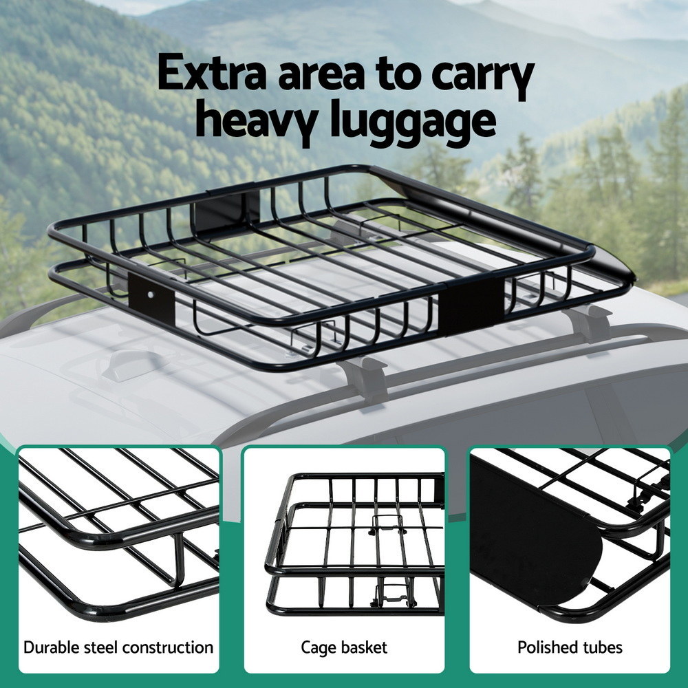 Giantz Universal Car Roof Rack Basket Luggage Vehicle Cargo Carrier 111cm Black โ image 5