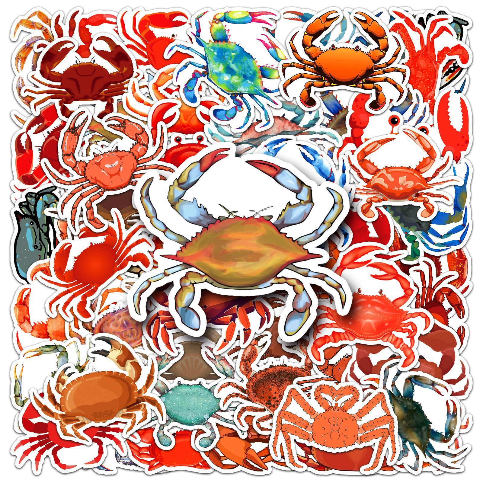 Various Crab Vinyl Stickers for Girls Boys Teens Kids |50 Pcs| Cute Cartoon Waterproof Stickers for Water Bottle Laptop Flasks โ image 2