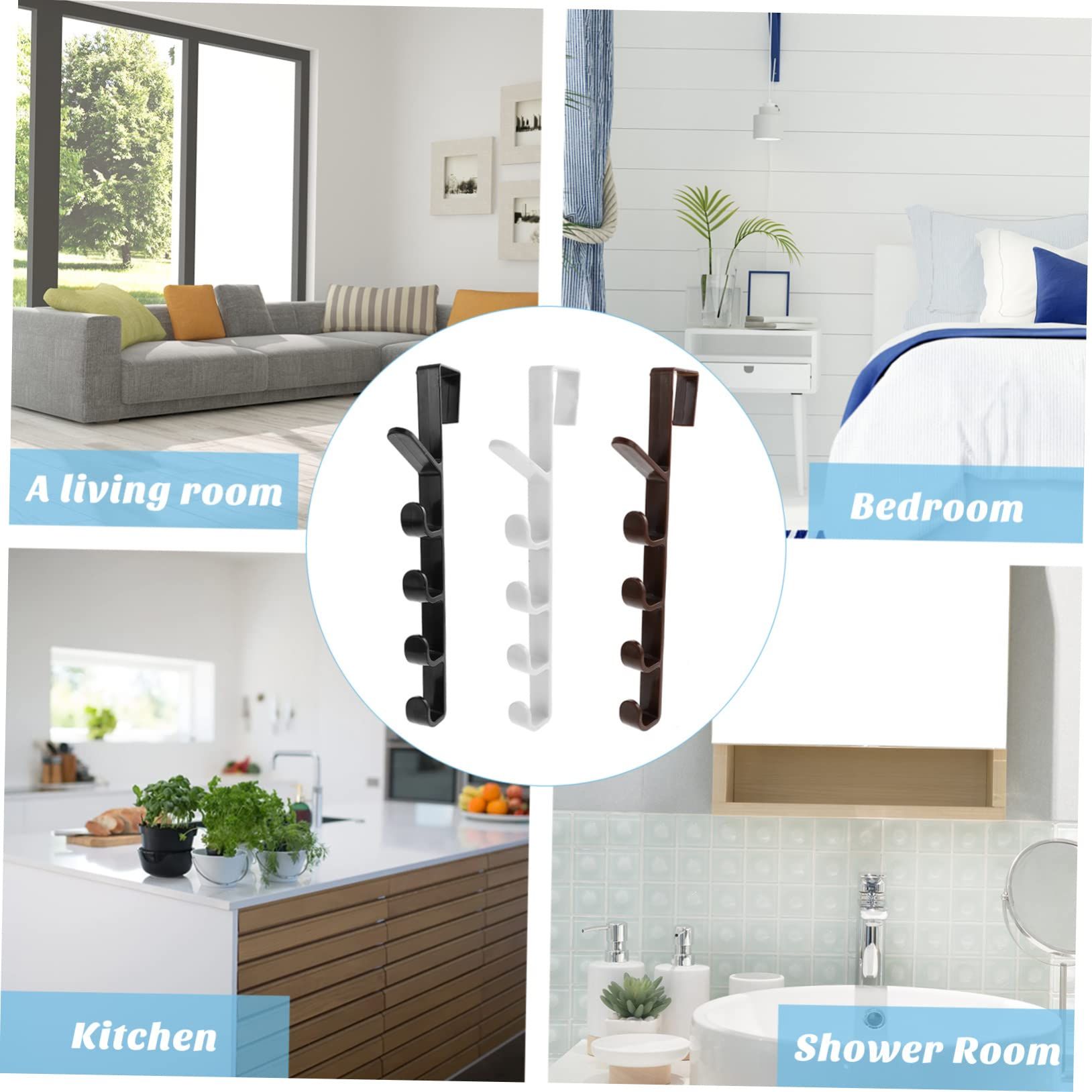 3pcs Door Coat Hook Shower Door Hook Wall Hooks Purse Hanger Over Door Towel Rack Purse Wall Hook Coat — image 3