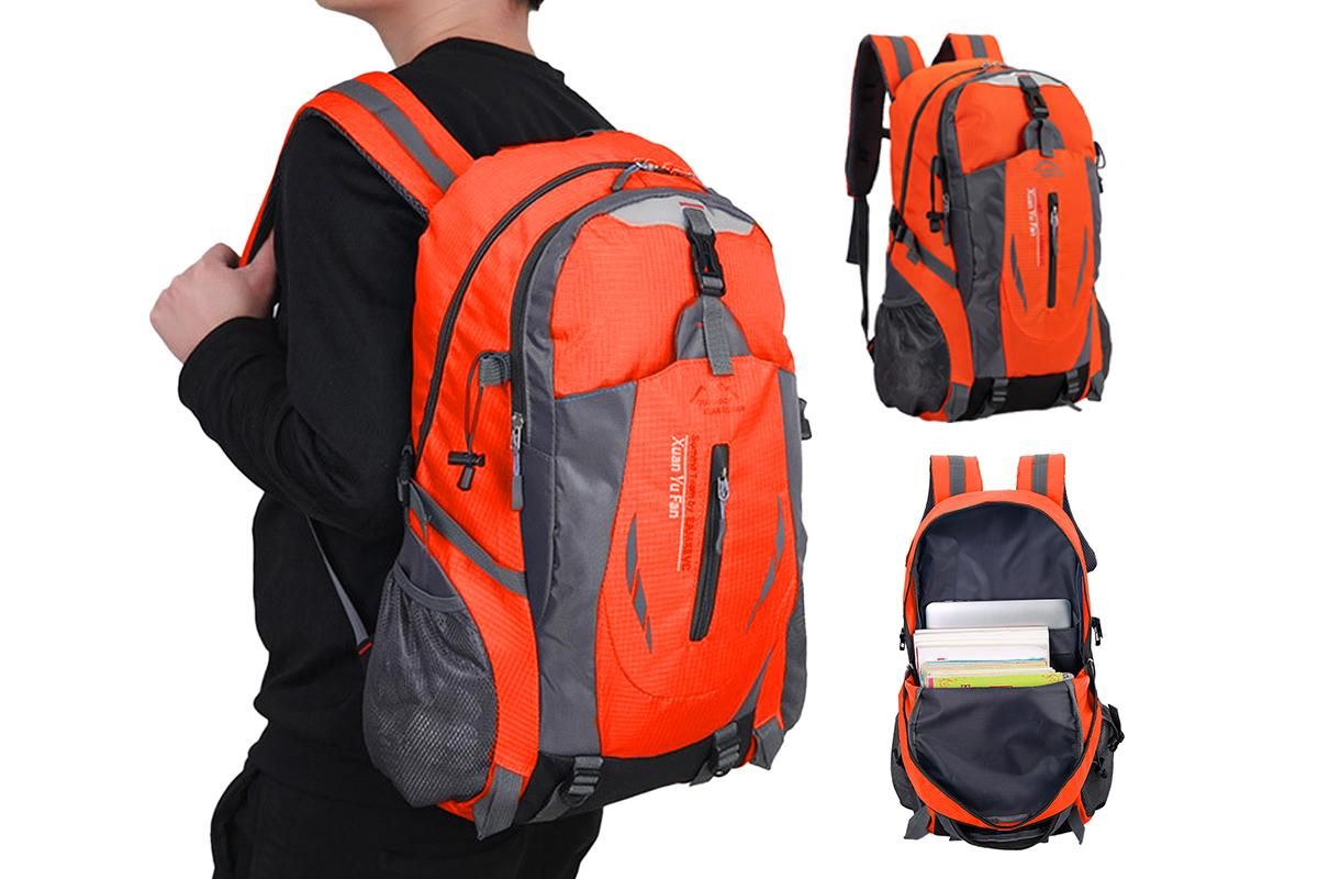 Water-resistant Hiking Backpack Travel Camping Nylon Outdoor Bag for Men and Women -Orange