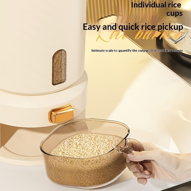 large capacity rice dispenser, measuring cup, time scale, plastic grain storage container, sealed food storage, insect proof food storage, moisture proof food — image 5