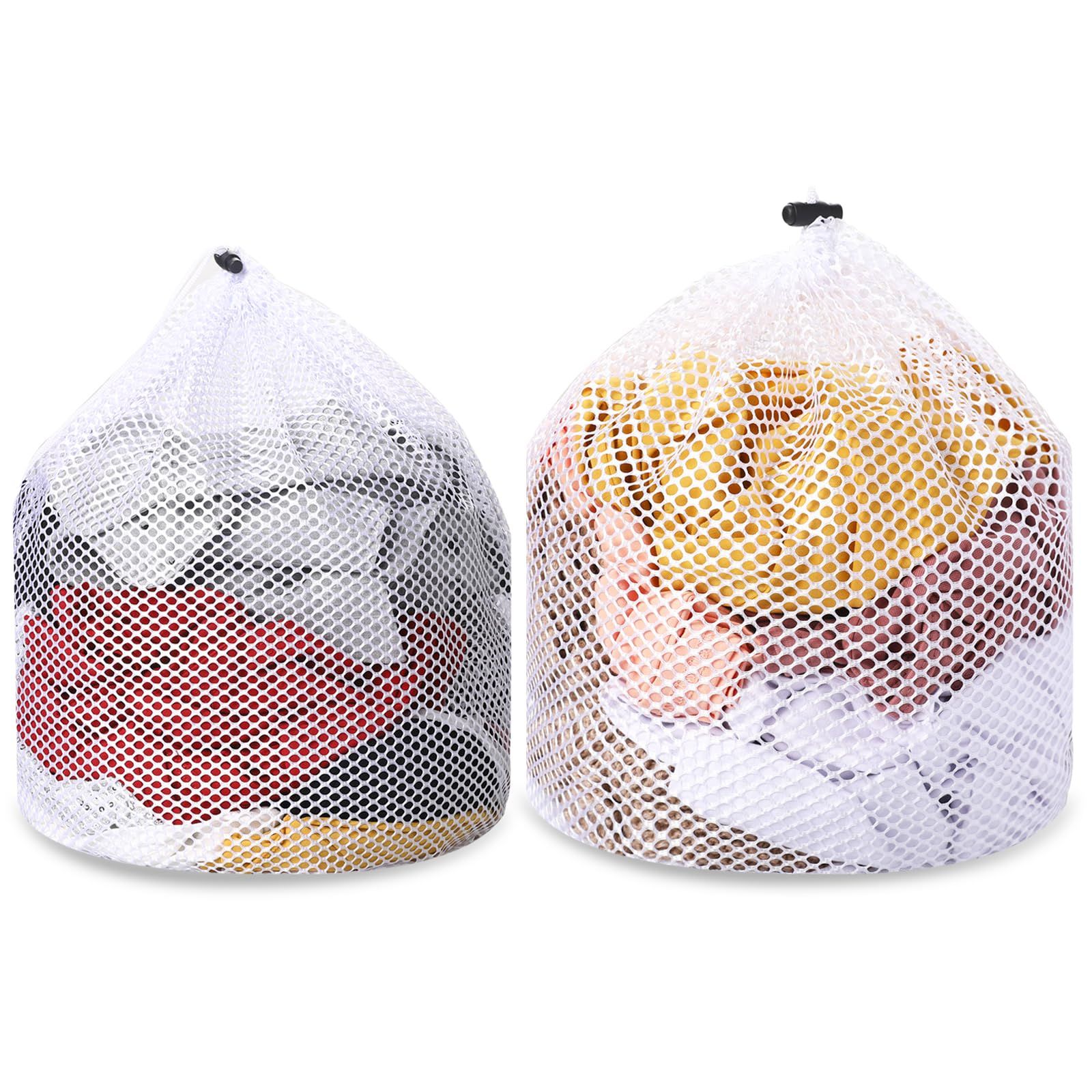 2pcs Mesh Laundry Bags for Socks, Machine Washable Drawstring Design Travel Mesh Laundry Wash Bags White Drawstring Garment Bags — image 2