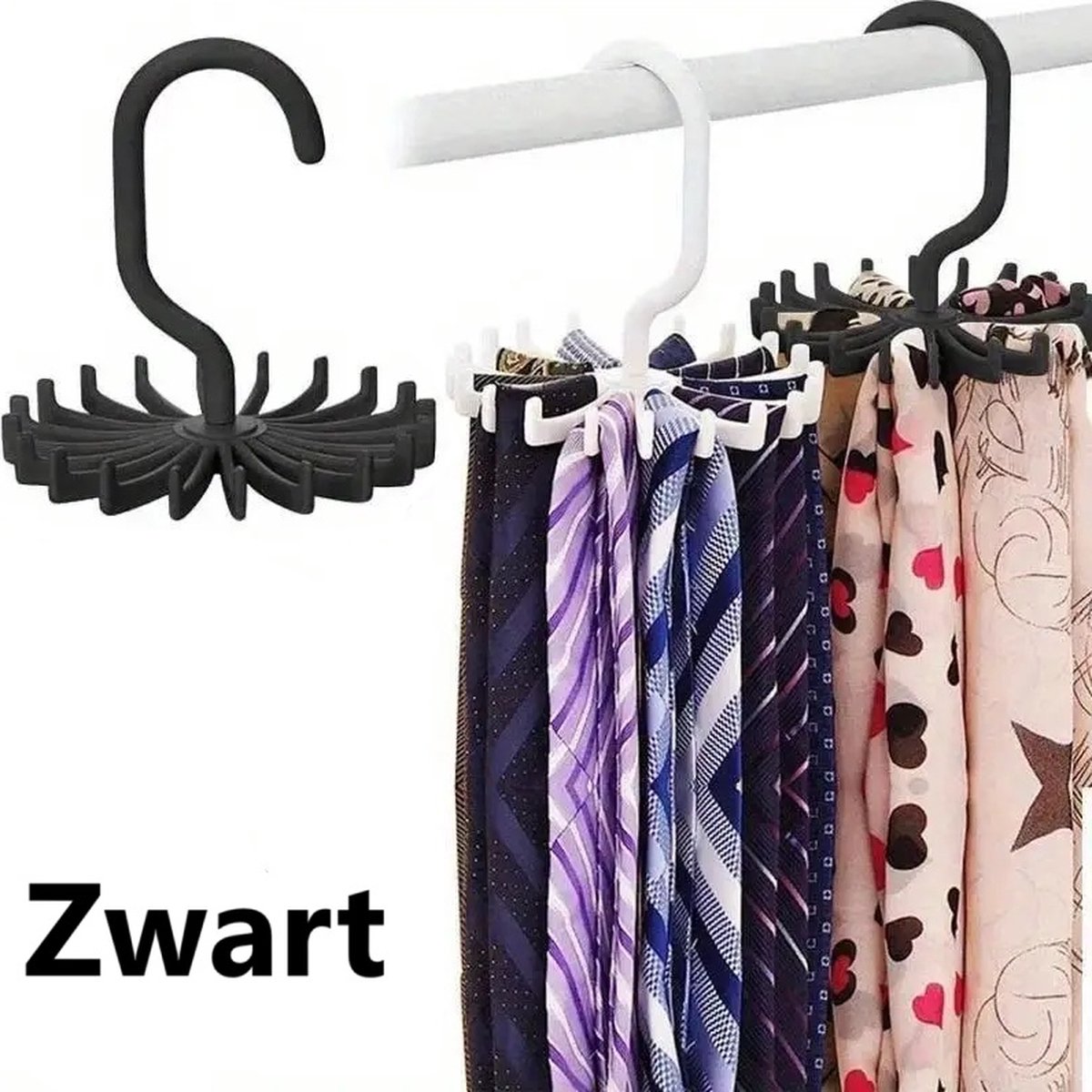 Tie Hanger | Tie Organizer | Tie Hook | Hang 20 Ties | Black