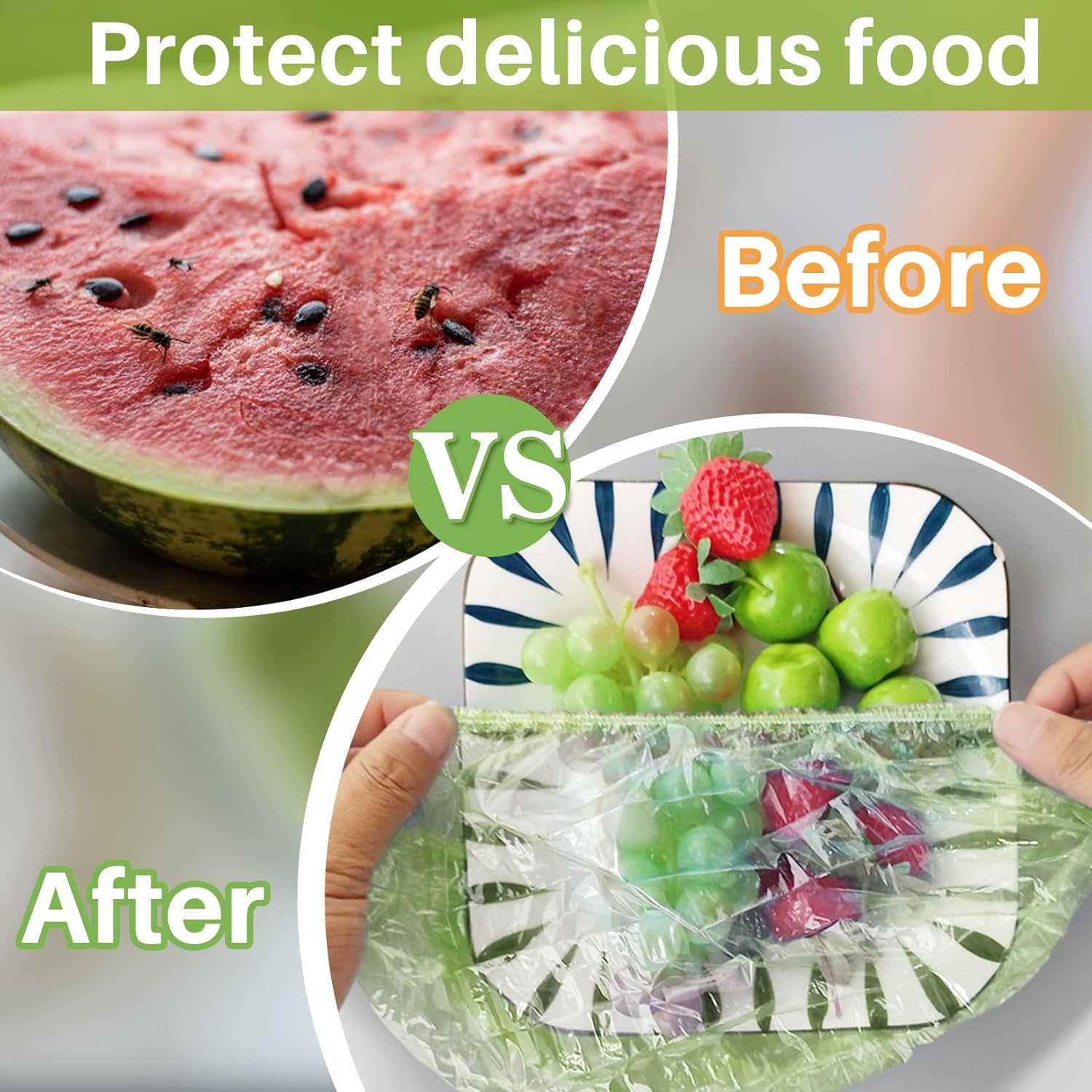 60Pcs Bowl Covers Reusable - Plastic Bowl Cover Elastic Fresh Keeping Bags Wrap Reusable Plastic Stretch Elastic Food Storage Covers Sourdough Baking Bread — image 5