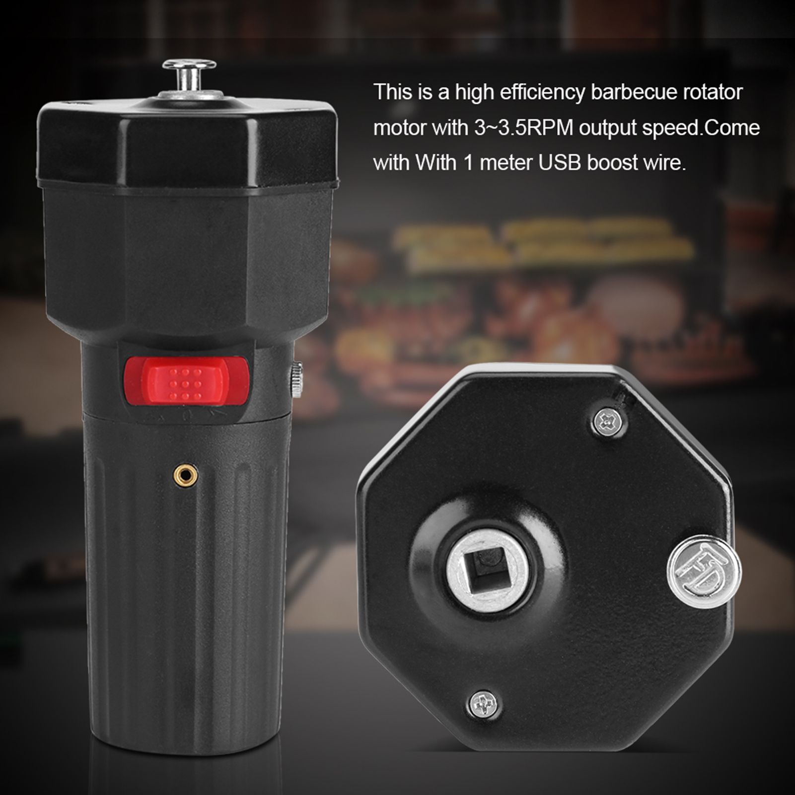 5V Solid Construction Barbecue Grill Rotator Motor BBQ Holder Roast Bracket with USB Boost Wire โ image 4