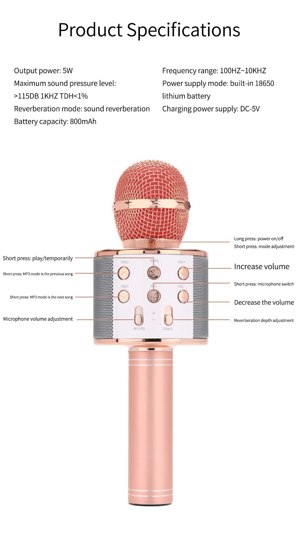 Black Bluetooth 5.0 Karaoke Microphone for Family Entertainment โ image 3