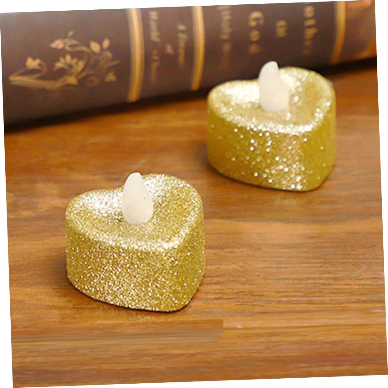 24pcs Love Candle Light Rose Gold Candles Heart Flameless Tealights Electric Candles Battery Tea Lights Candles Heart โ image 3