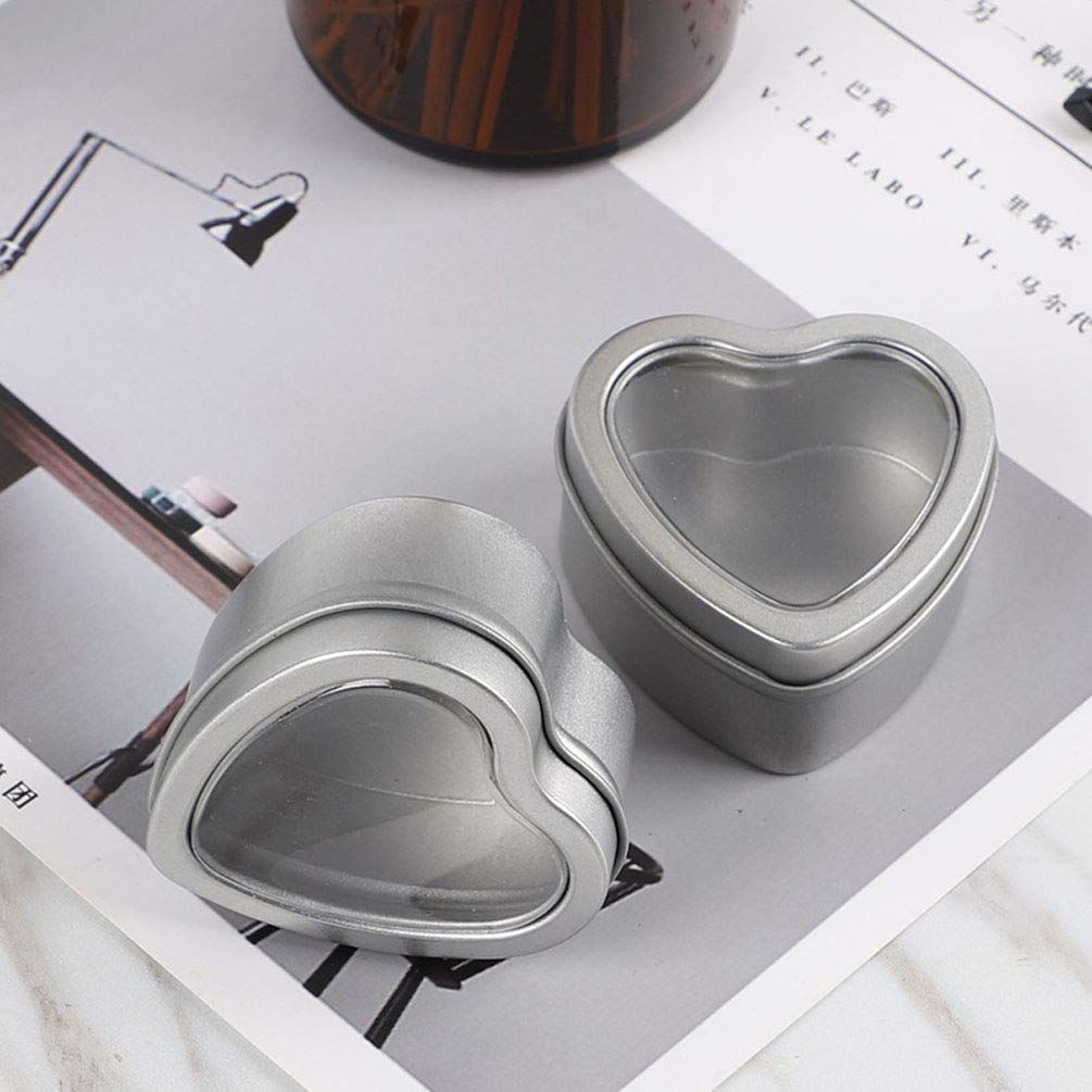 2-Pack Empty Heart Shaped Silver Metal Tins with Clear Window for Candle Making, Candies, Gifts & Treasures โ image 3