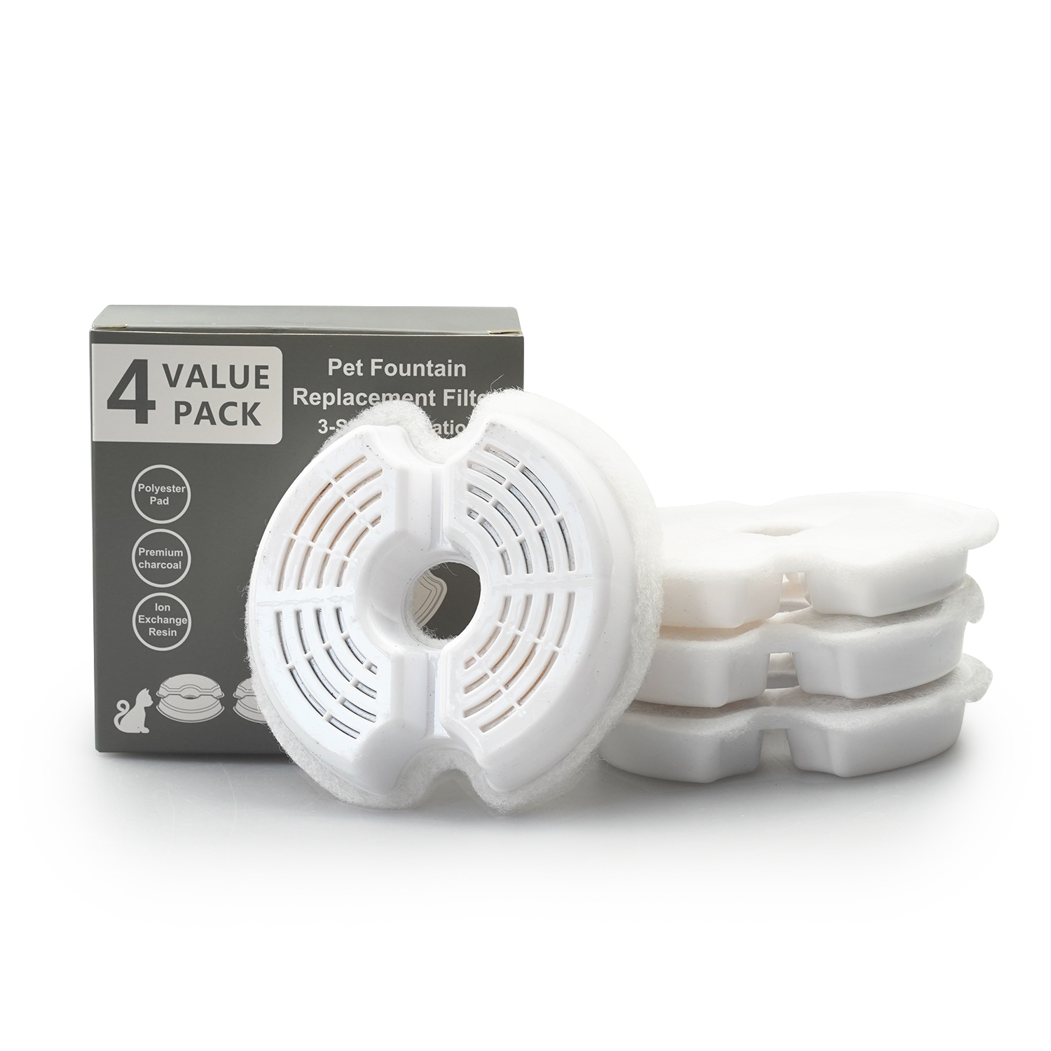 YES4PETS 8 x Pet Dog Cat Water Fountain Replacement Filters Activated Carbon Ion Exchange Triple Filtration Dispenser — image 2