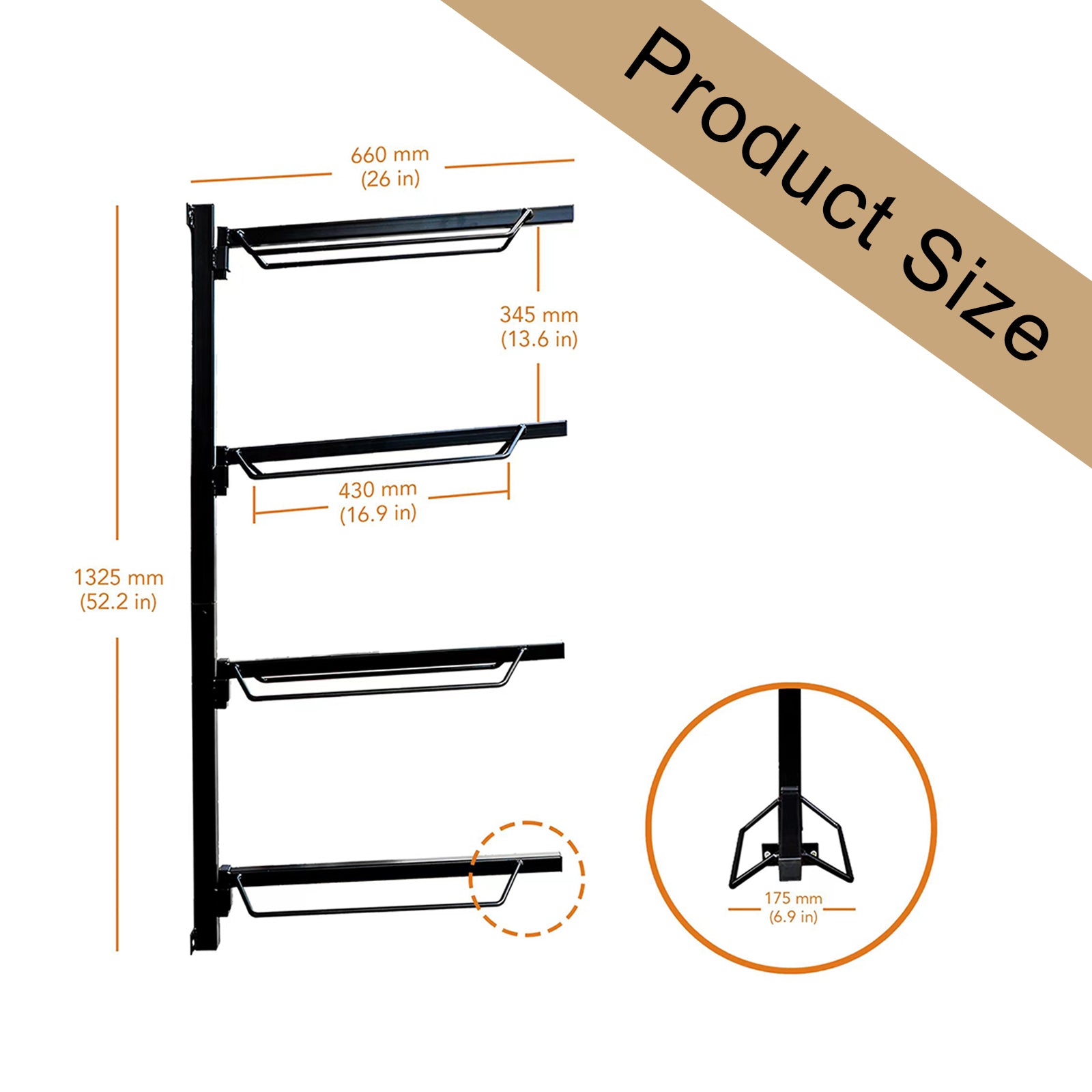 Samland Foldable 4-Tier Saddle Rack Wall Mounted Saddle Stand Space-Saving Steel Holder for Horse Tack — image 3