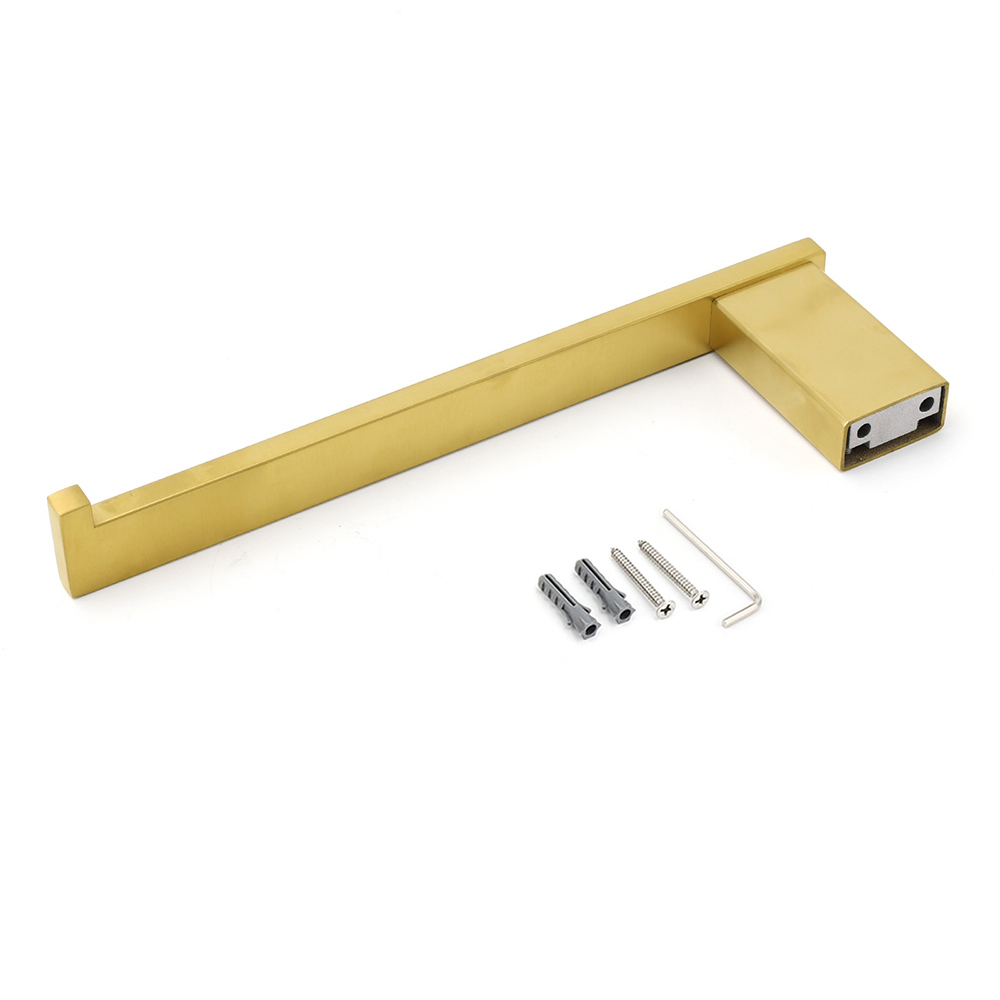 Brushed Gold Cubic Square Towel Holder Rack Clothes Hook Kit Bathroom Accessory — image 4