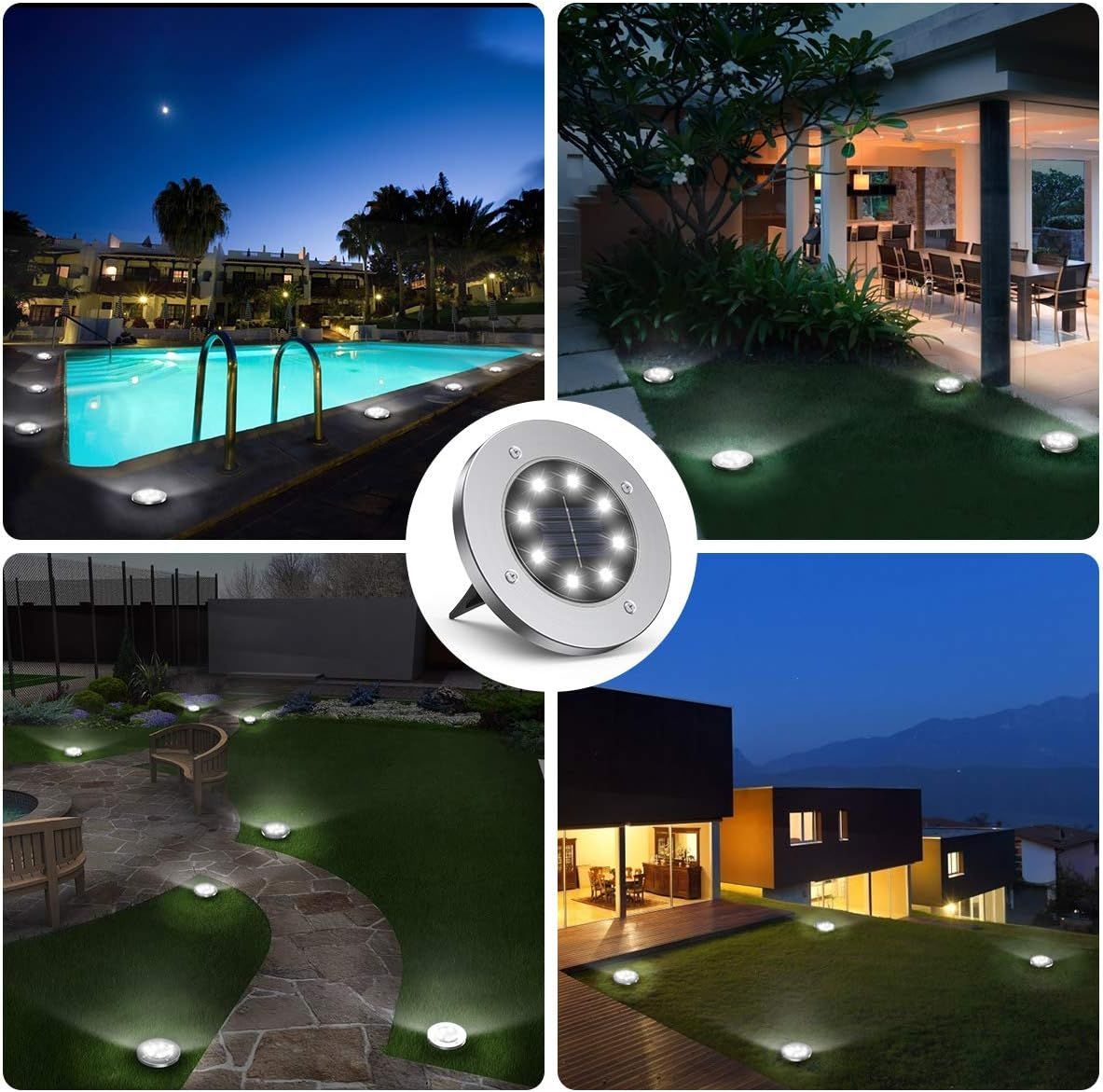8-Pack Solar Garden Lights IP65 Waterproof 6000K Cool White Landscape Lighting — image 5