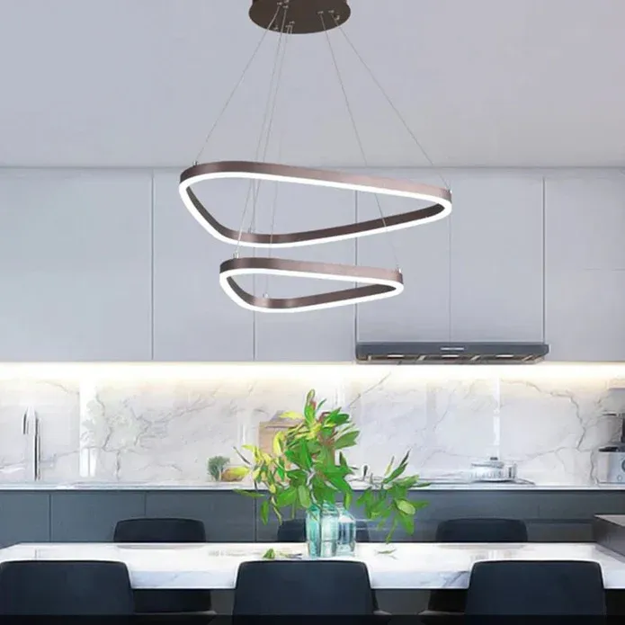 BAMDECOR AD2583 Modern Triangular LED Chandelier (Two Rings-Gold — image 4