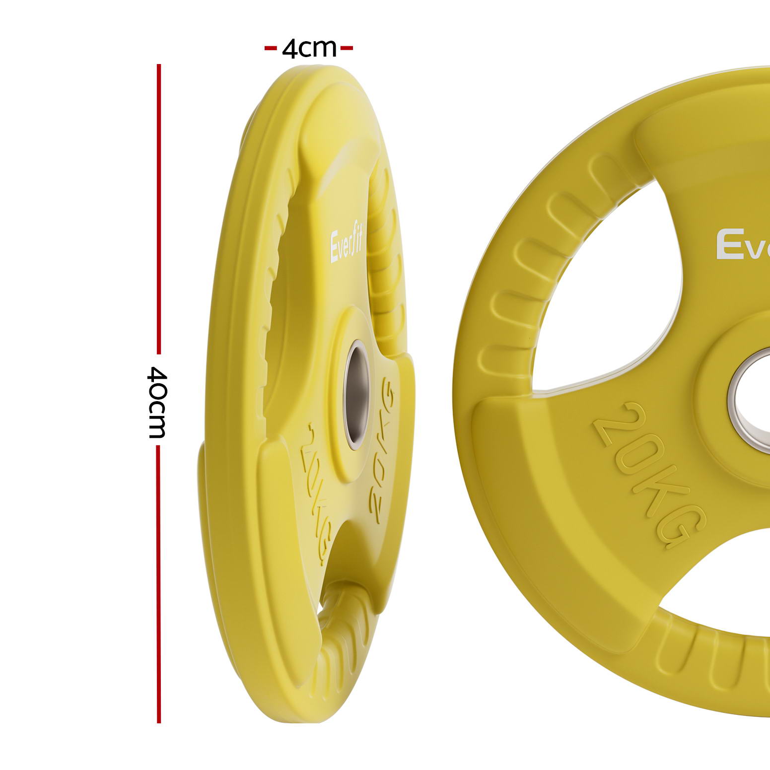 Everfit Weight Plates Olympic 20kg Dumbbell Barbell Plate Weight Lifting Home Gym Yellow — image 2