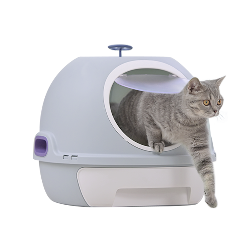 YES4PETS Cat Toilet Litter Box Tray House W Sky window Drawer Photocatalyst Purifier Blue — image 3
