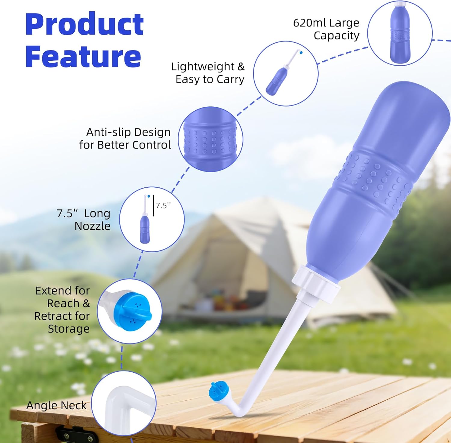 Portable Bidet Sprayer and Travel Bidet with Hand Held Bidet Bottle for Personal Cleansing Use Extended Nozzle - Personal Hygiene Care Toilet Bidet — image 2