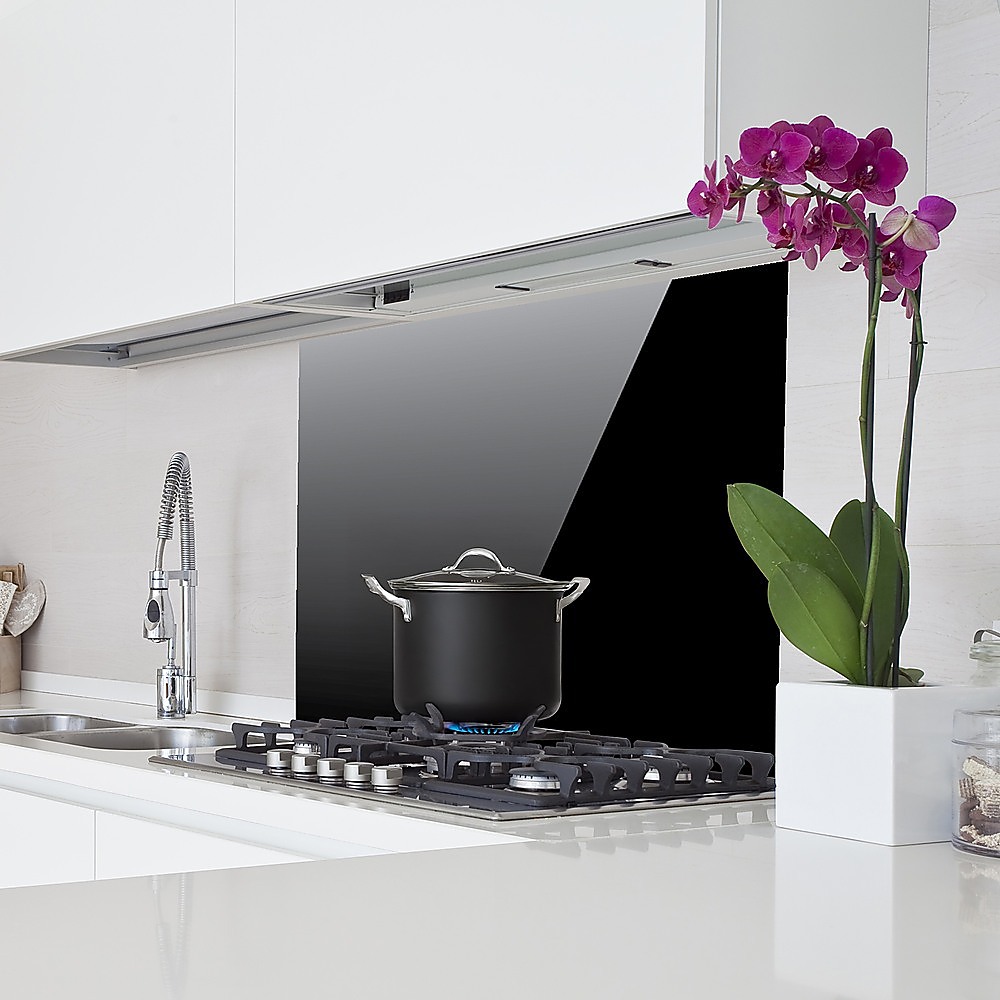 Toughened 90cm x 70cm Black Glass Kitchen Splashback โ image 5