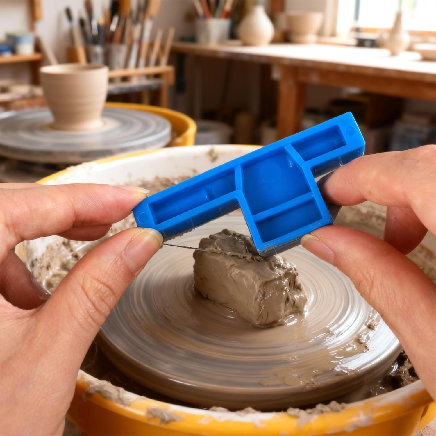 Xindojuz Angle Cutting Clay Tool, Steel Wire Bevel Cutter Small Pottery Angle Clay Trimming Tools Plastic Ceramic Wire Small Pottery Cutter for Ceramics and — image 5