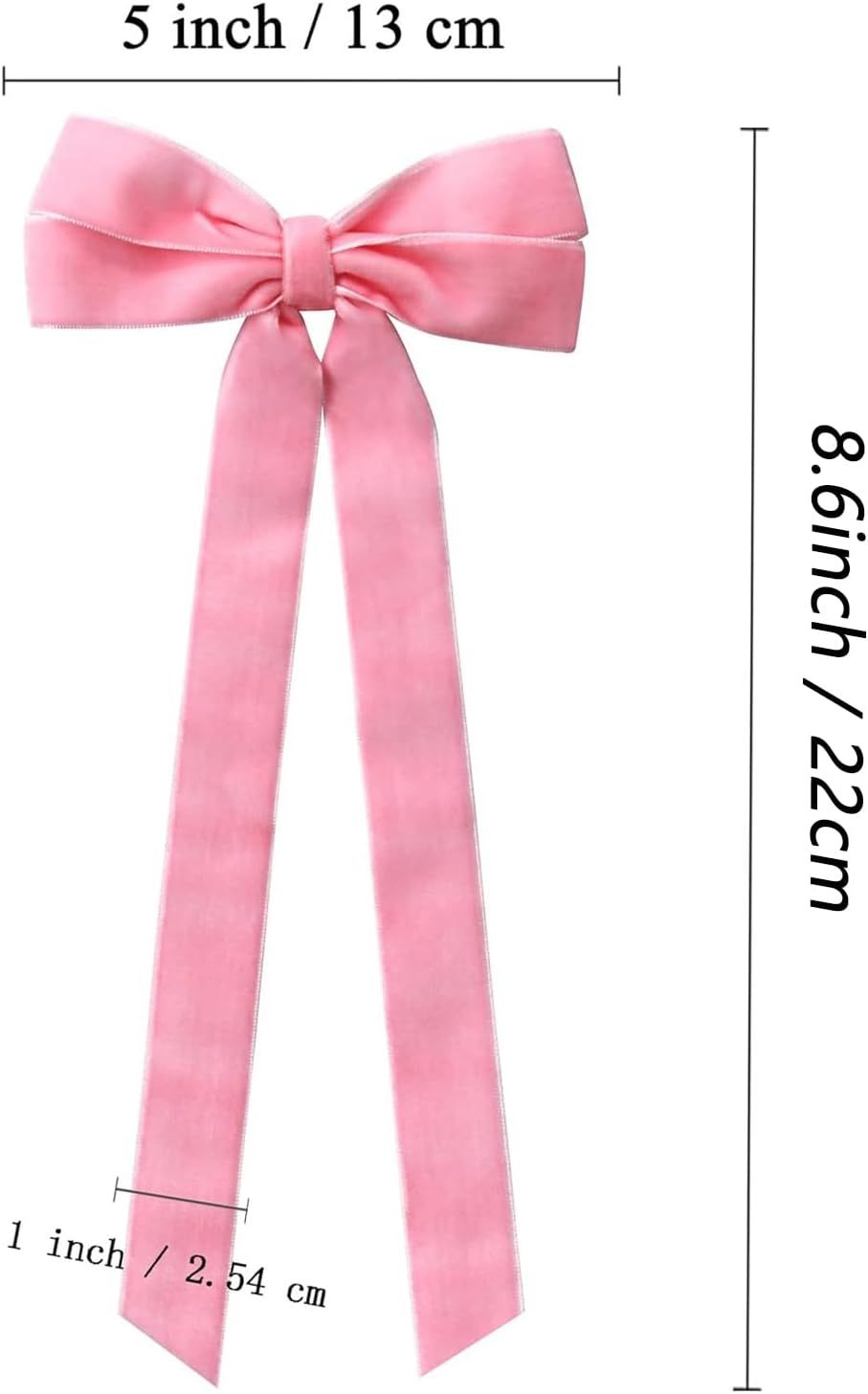 12Pcs Pink Velvet Ribbon Bows Christmas Tree Decorations,5in x 8.6in Xmas Ornaments for Tree, Vintage Velvet Bows for Christmas Tree Front Door Wreath Holiday โ image 2