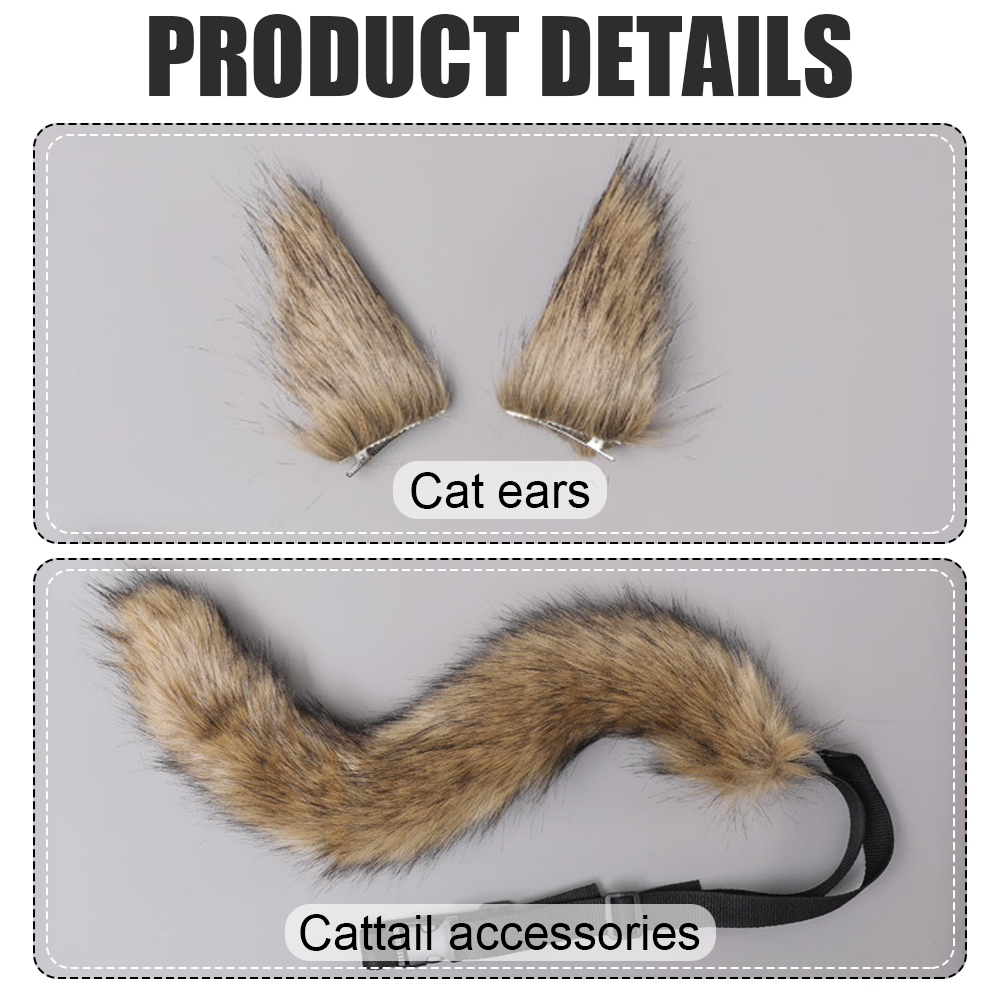 Faux Fur Cat Fox Wolf Fluffy Tail and Ears for Halloween — image 3