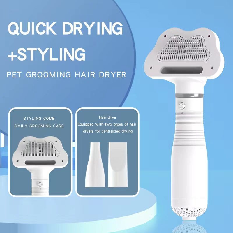 Pet Hair Dryer with Brush, Portable & Quiet 2 In 1 Pet Grooming Hair Blower, Dog and Cats Grooming Dryer with 3 Adjustable — image 2