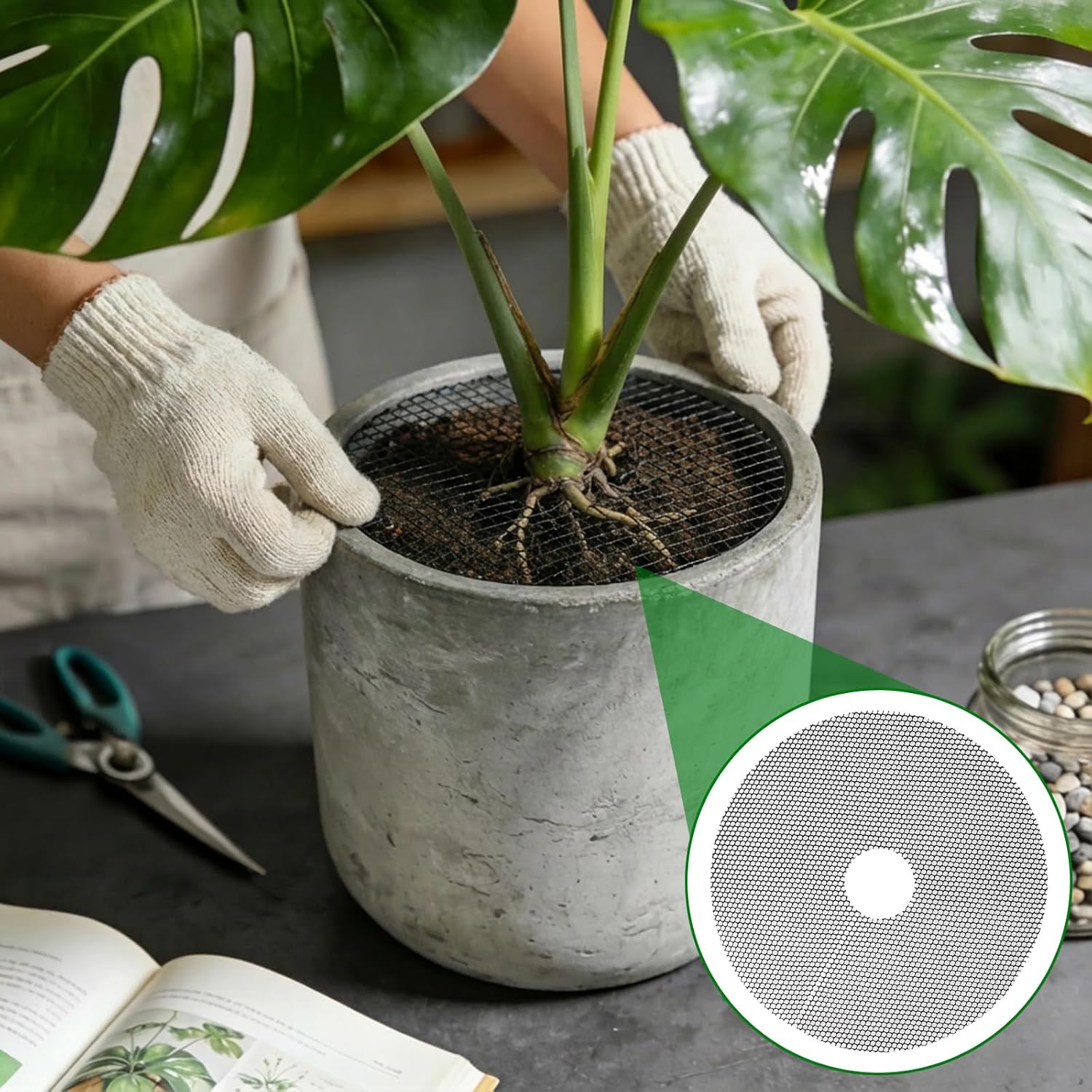 4-Pack Plant Pot Grids- 15.7 Inch Cuttable Mesh Plant Pot Soil Covers -Protectors from Animals - Plant Protector Ring for Indoor Outdoor Garden Plant — image 5