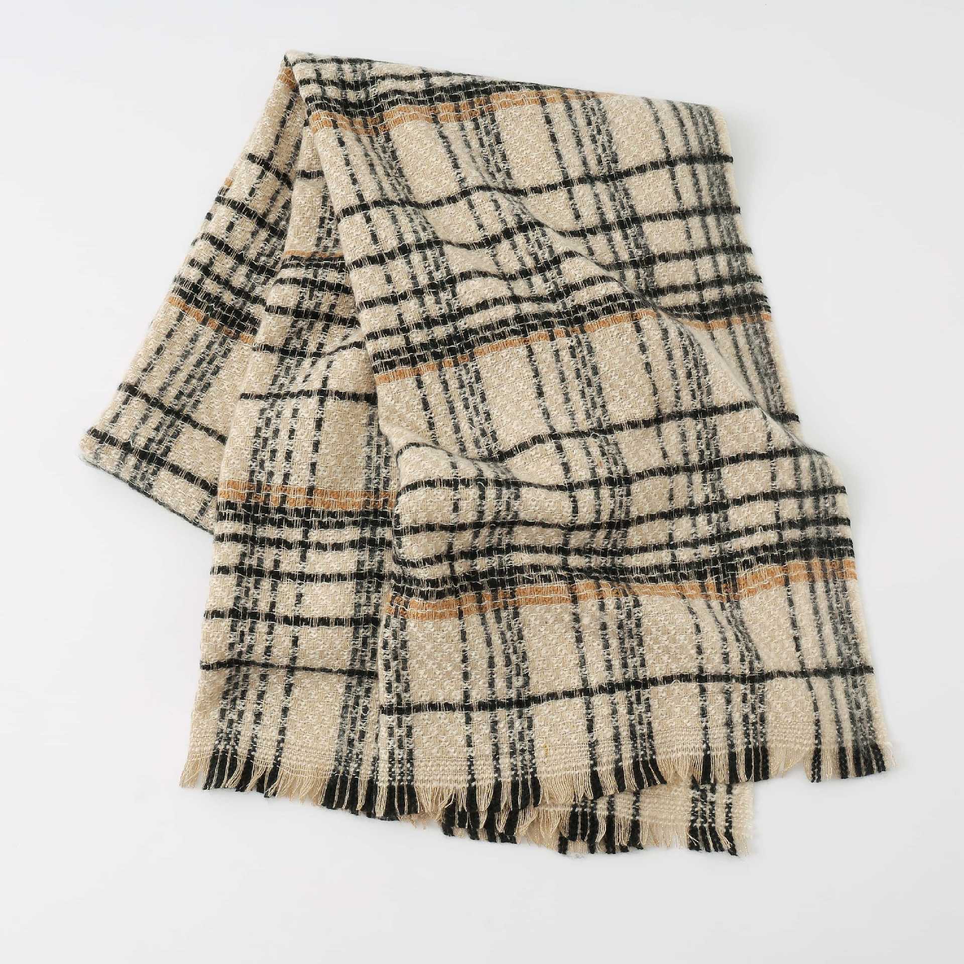 Red Chic Plaid Winter Scarf - Large Soft Polyester Shawl Wrap with Tassels, Korean Inspired Fashion — image 6