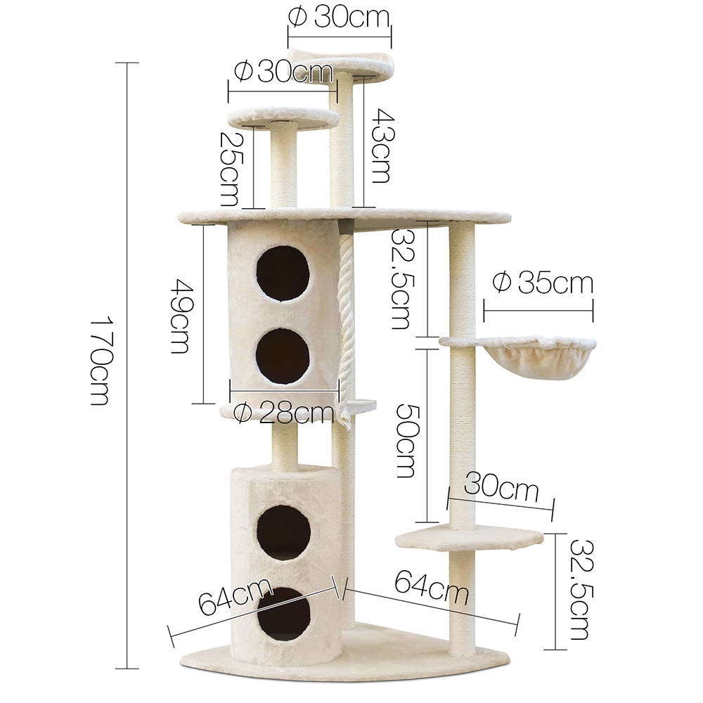 YES4PETS 170cm XL Multi Level Cat Scratching Post Tree Post House Tower-Beige — image 2
