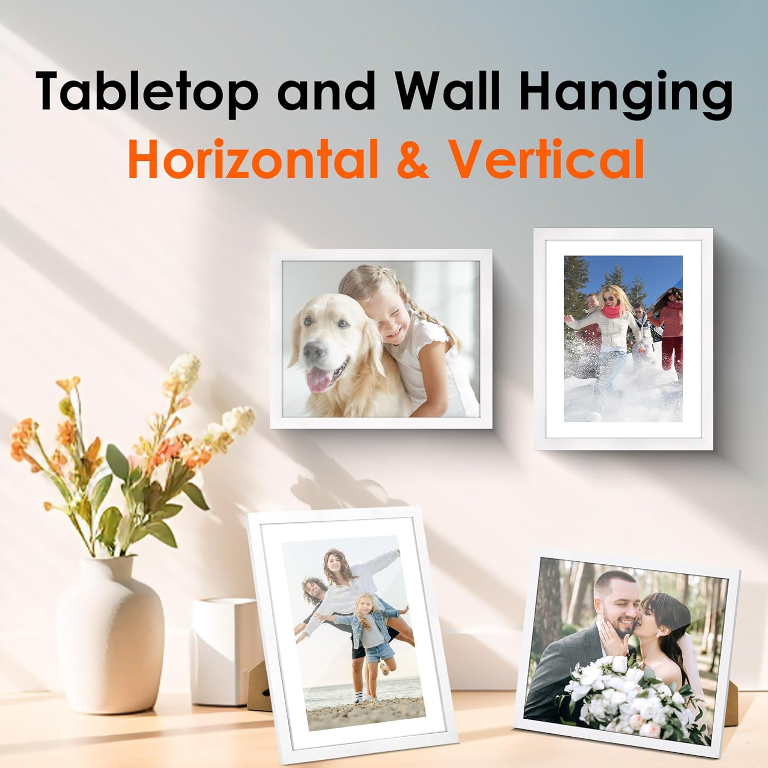 White 8x10 Picture Frame&4x6 Picture Frame Set of 4, 4x6 Photo Frames with HD Plexiglass for Wall Hanging or Tabletop Display, Black โ image 5