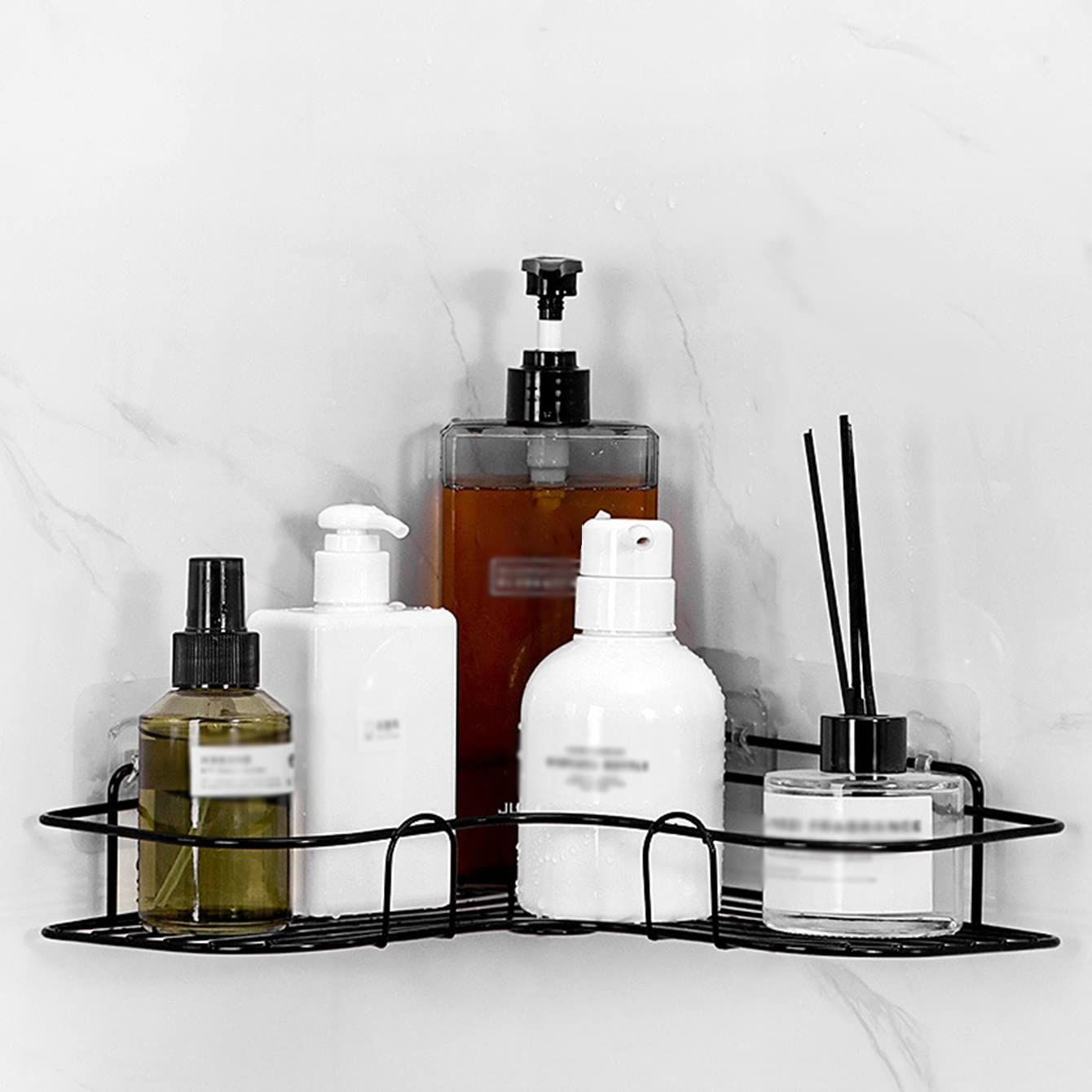 2 pc Bathroom Shelf, Shower Caddy Rack, Bathroom Kitchen No Punching Triangle Storage Rack Wall mounted corner β image 3
