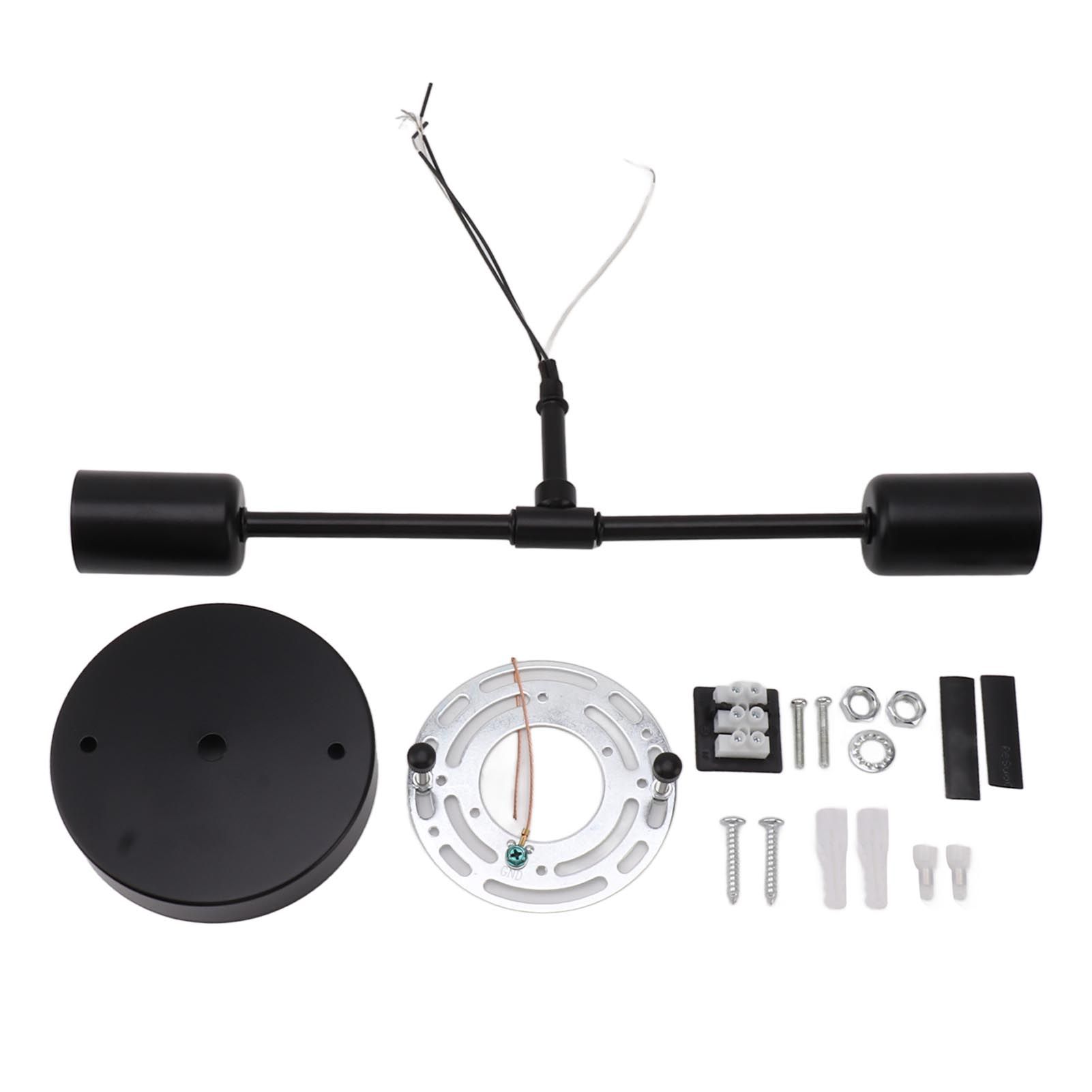 E27 E26 Double Wall Light Base Iron 85‑265V Black Modern Light Holder Base for Living Room Bathroom Dressing Room