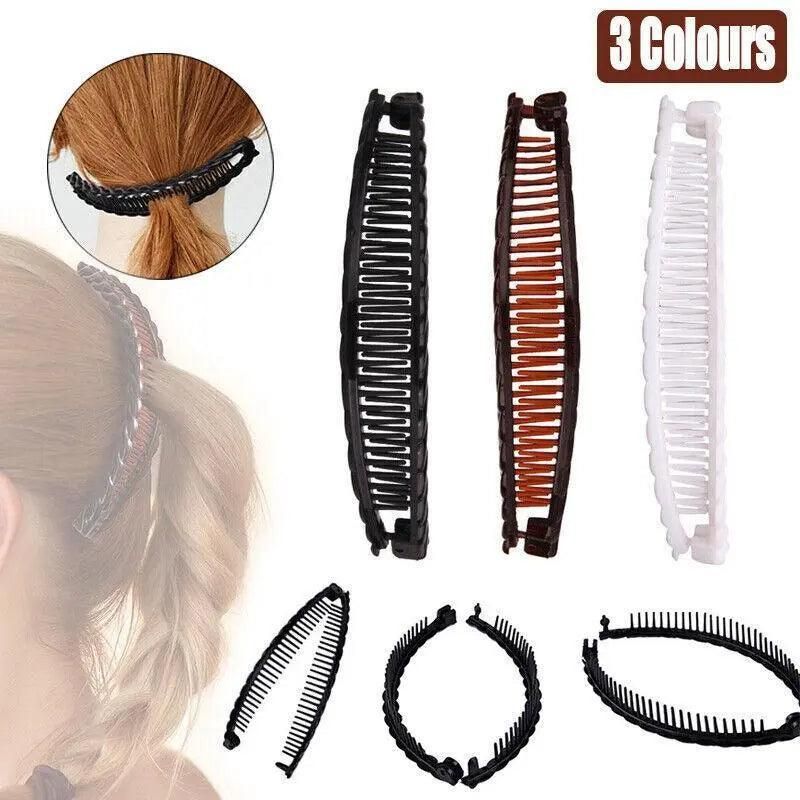 5X Hair Ponytail Holder Banana Clips Plastic Black Claw Comb Clip Multipurpose - Brown โ image 2