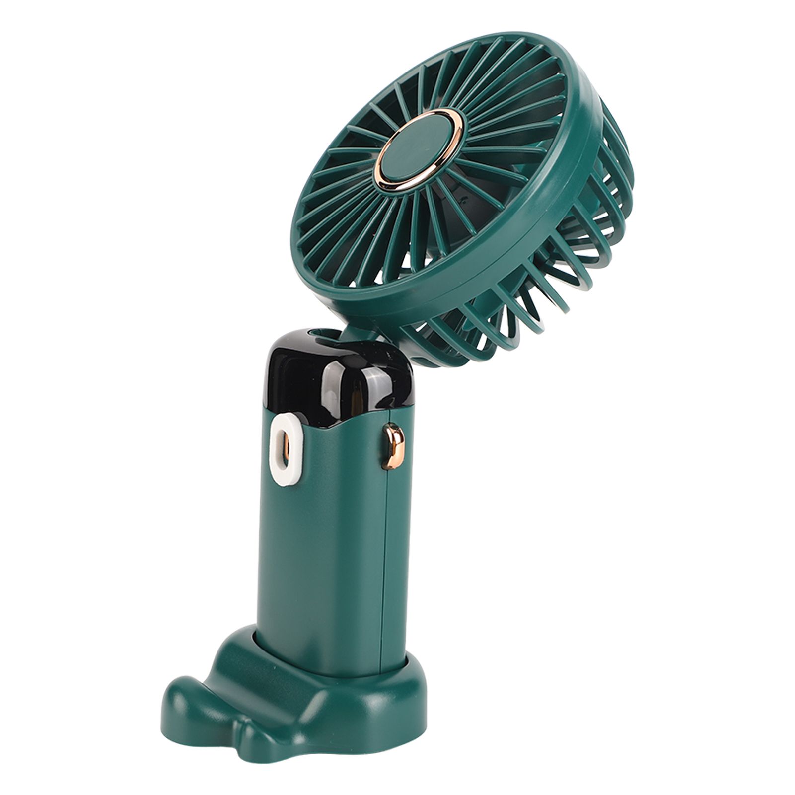 Mini Handheld Fan ABS Portable Digital Display USB Charging Foldable Neck Hanging Fan with Lanyard for Office Outdoor Green — image 2