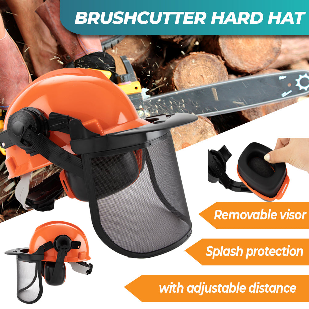 Chainsaw Brushcutter Hard Hat Safety Helmet Face Shield With Visor & Ear Muffs For Landscaping Gardening Lawn Mowing Edge Trimming CE Approved โ image 3