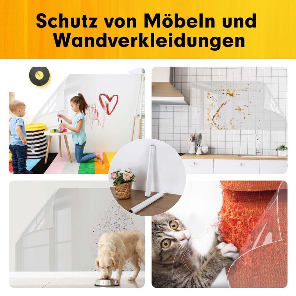 Transparent Wall Protection Film Static Adhesion Removable Durable Water and Oil Resistant Easy to Clean Furniture Foil Wall Decoration, 40 cm × 5 m — image 5