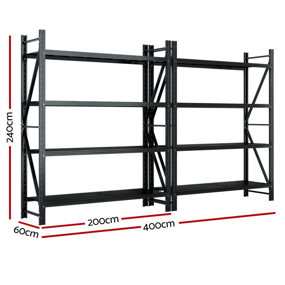 Giantz 4Mx2.4M Garage Shelving Warehouse Rack Black — image 2