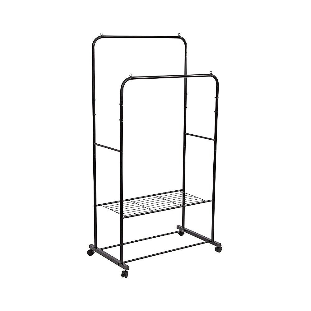 Double Clothes Rack Metal Garment Rail 80 × 154cm Heavy Duty Hanging Shelf Storage Organiser