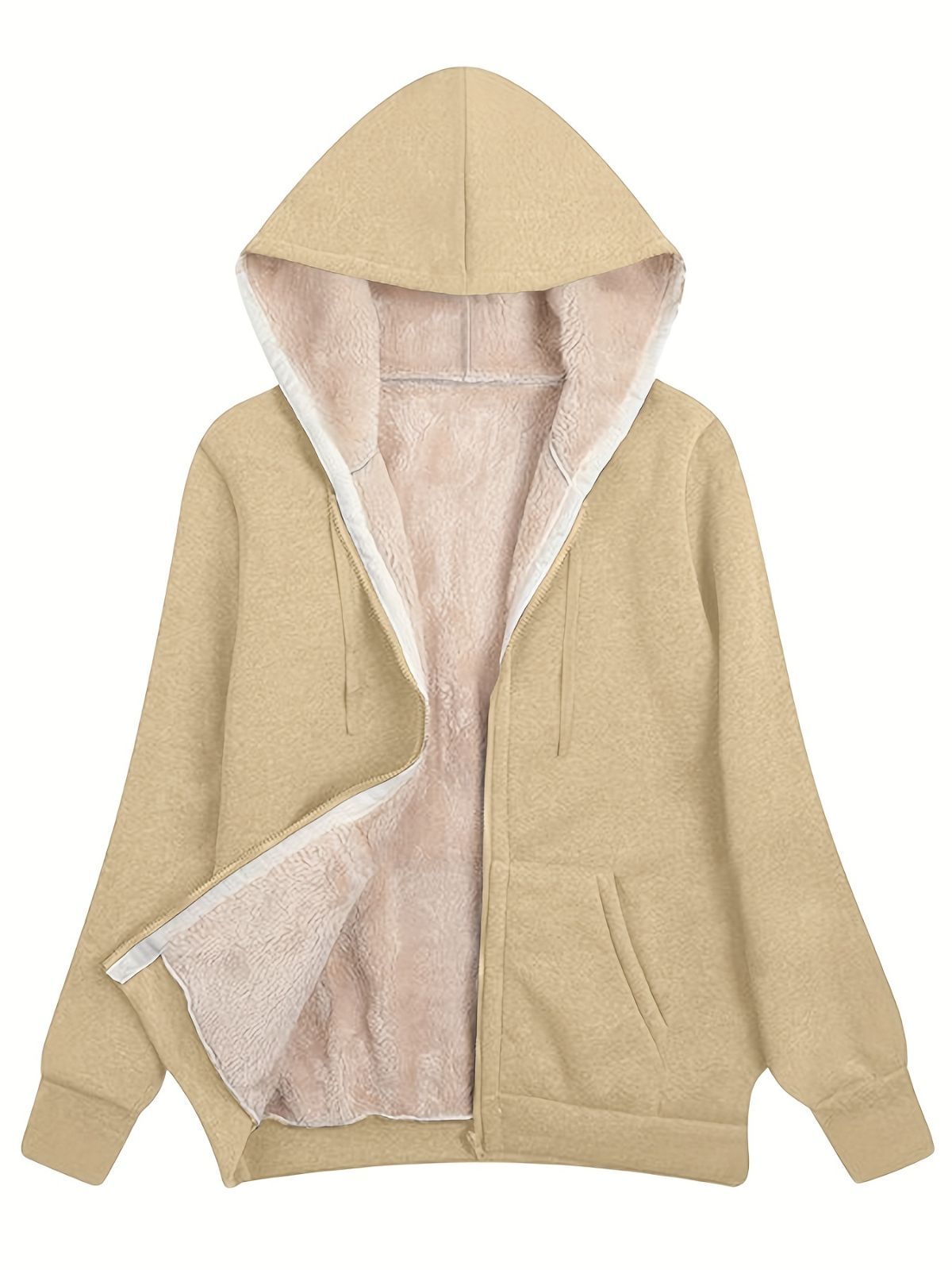 Fleece-Lined Hooded Jacket Women'S Winter Jacket Autumn Winter Coat Hooded - Dark Gray - Size S(AU S/EU46) — image 5