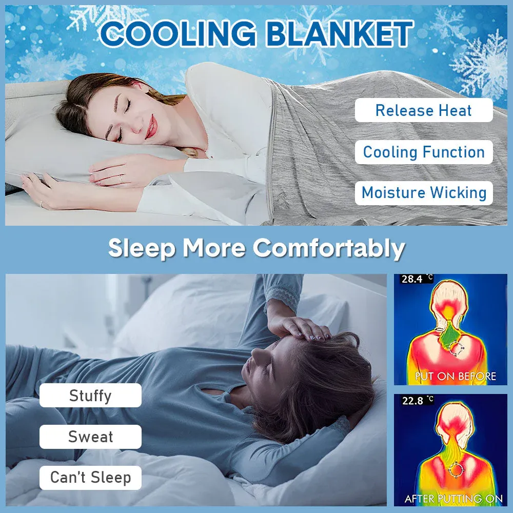 Summer Cooling Blanket90"x90" Lightweight Breathable Ice Cooling Throw Soft Cold Blankets for Bed Sofa or Couch Keeps Hot Sleepers Cool Large 229x228cm Grey โ image 3