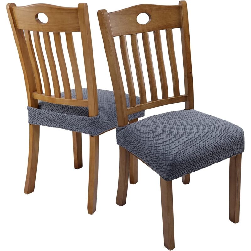 4 pcs Stretch Chair Covers Jacquard Embossed Removable Washable For Dining ROom Kitchen Office Hotel (With Back Straps) — image 4