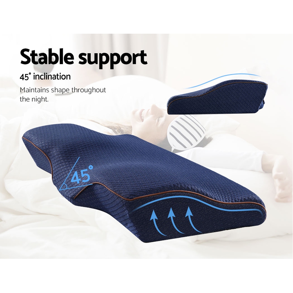 Giselle Memory Foam Pillow Neck Cervical Butterfly Ergonomic Support Navy โ image 5