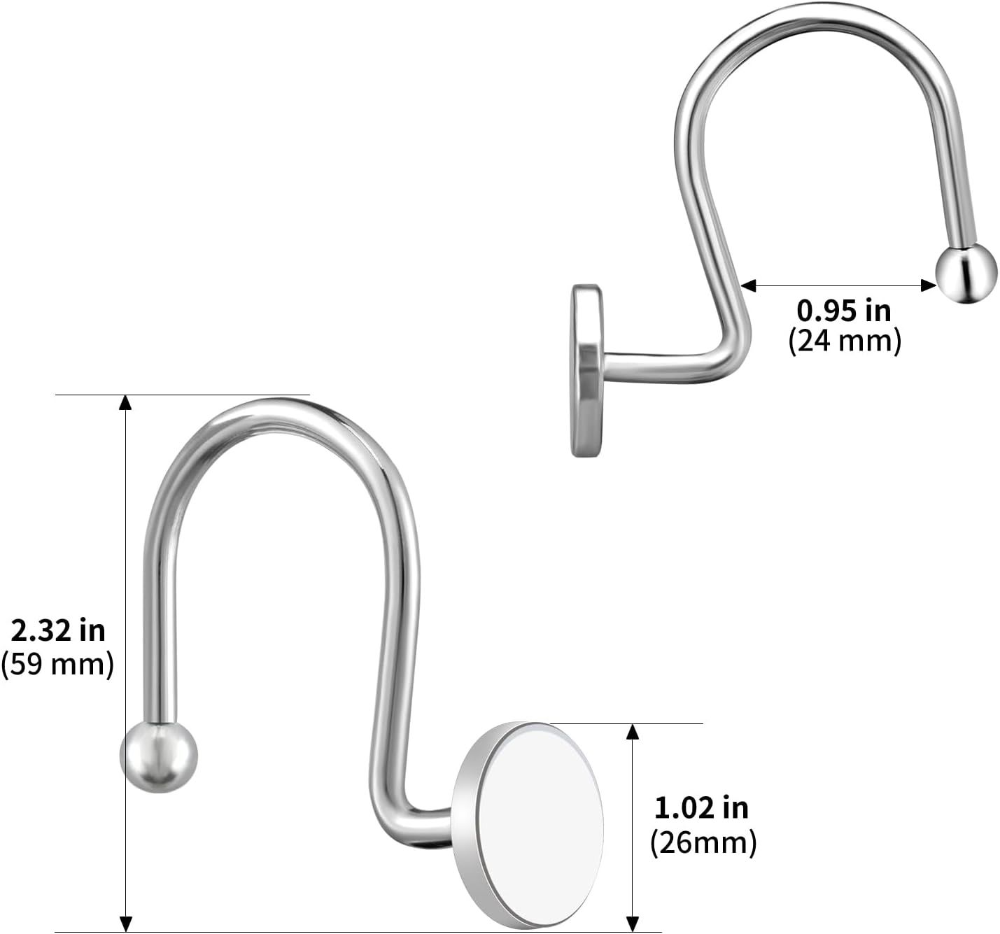 12 Piece Stainless Steel S Shaped Shower Curtain Hooks Black — image 5