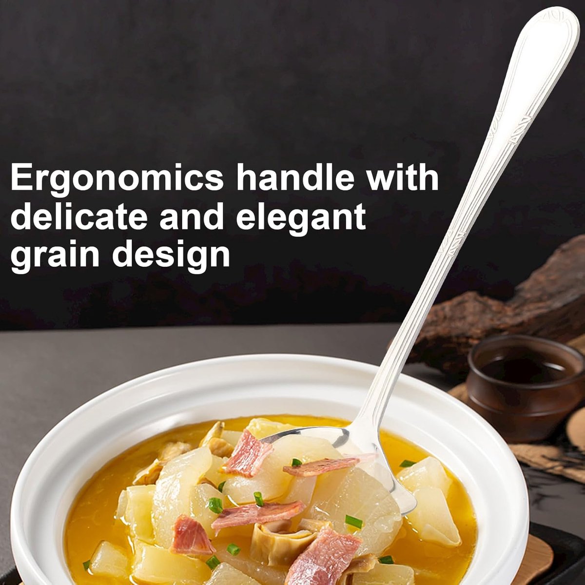 2-piece gravy spoon, small spoon with spout, 18/10 stainless steel, sauce ladle for scooping gravy and sauces, 7.87 inches — image 2