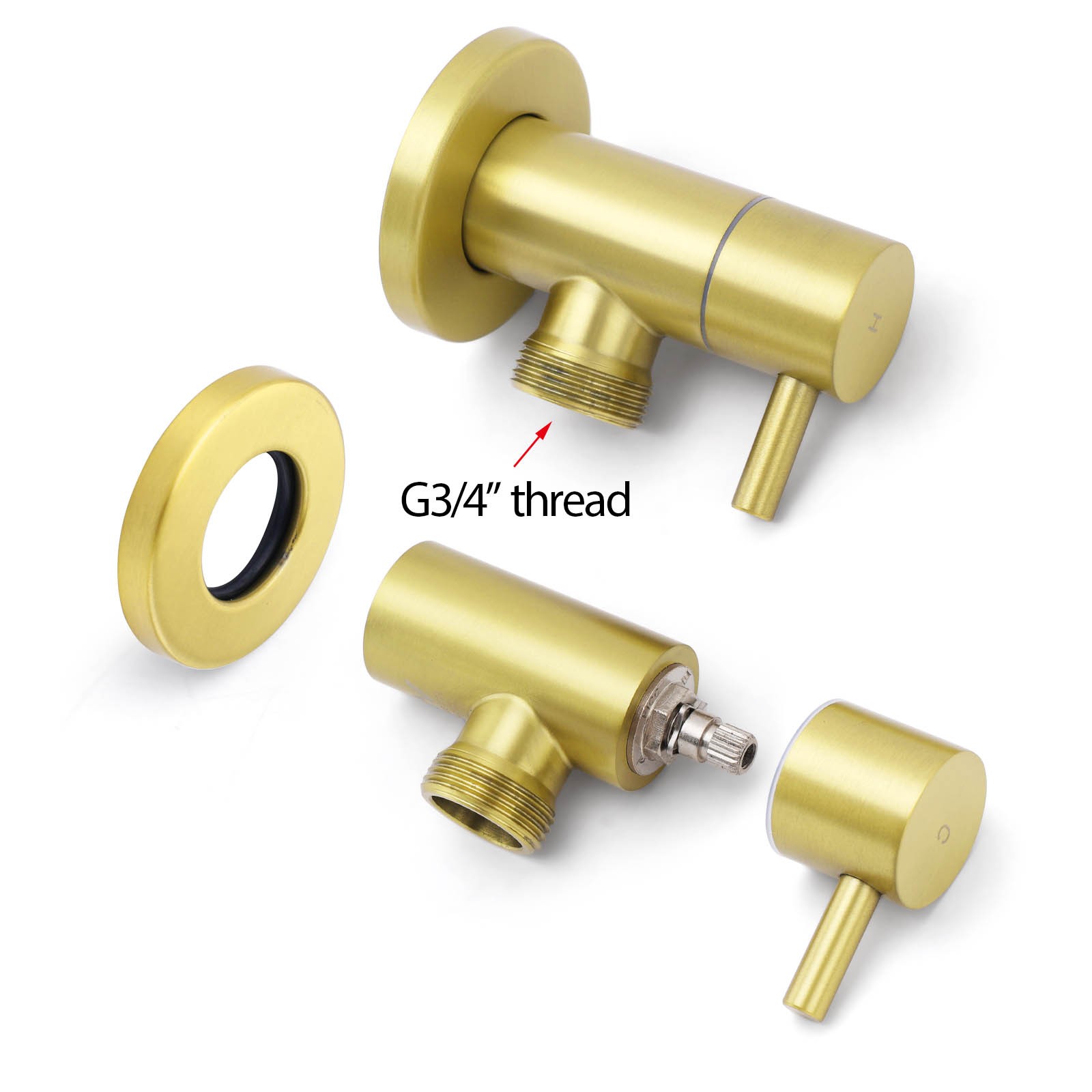 Watermark Brushed Gold Round Washing Machine 1/4 Turn Hot Cold Twin Taps Set โ image 4