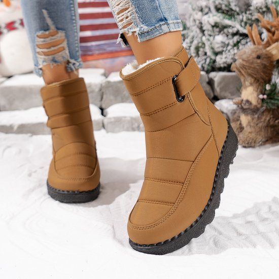 Women's Waterproof Snow Boots, Warm Fleece-Lined Winter Boots with Non-Slip Outdoor Sole for Cold Weather Walking, Size 45, Turmeric โ image 5
