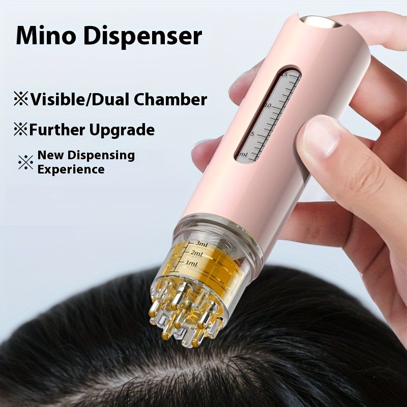 Portable Dermaroller Hairbrush for Scalp Massage β Hair Growth And Anti Hair Loss Essential Oil Liquid Applicator, Adjustable Speed Control Pink β image 3