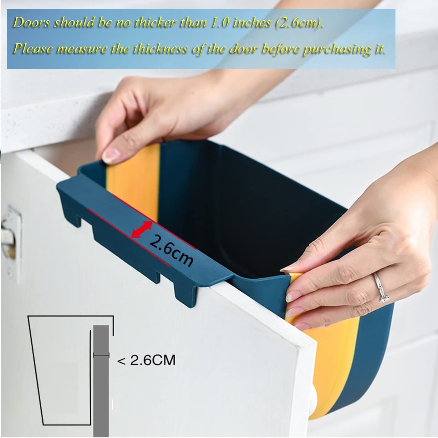 Hanging Folding Mini Trash Can for Kitchen Cabinet Door, Small Collapsible Garbage Bin Under Sink, Wall Mounted Waste Bin 2pcs — image 3