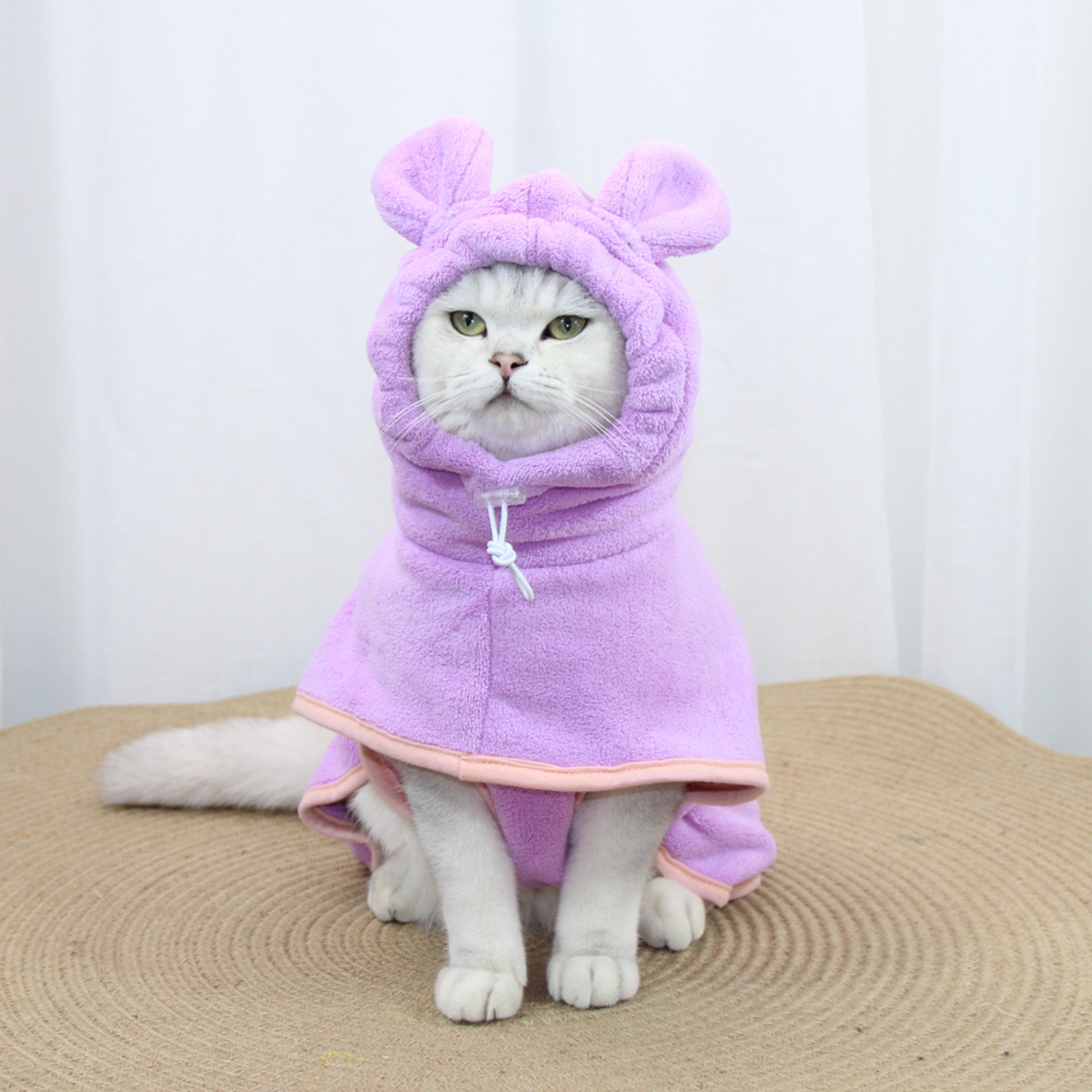 Purple Hooded Dog Bathrobe - Super Absorbent, Adjustable Fit, Cozy Pet Towel (Size: XS) — image 2