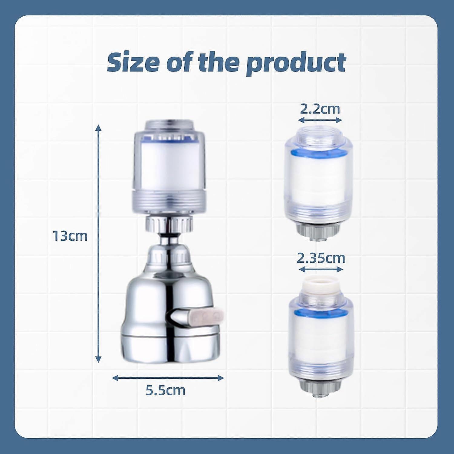 Rotatable Tap Water Filter with 4 Cotton Cartridges, 3 Mode Faucet Filter — image 2