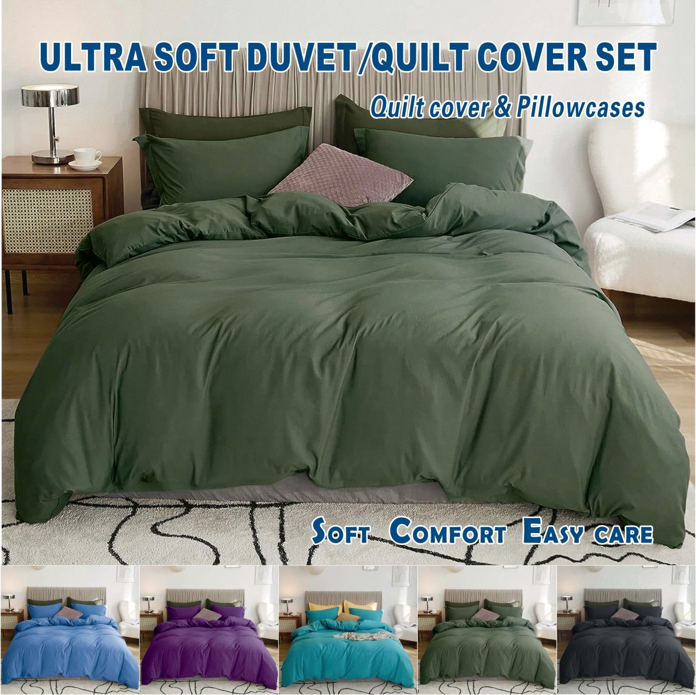 3 Piece Hotel Soft Microfiber Quilt Cover Set-2000TC Duvet/Donna Cover Set & Pillowcases -1 Quilt Cover Zipper Closure & 1 x Pillowcases-Breathable Bedding